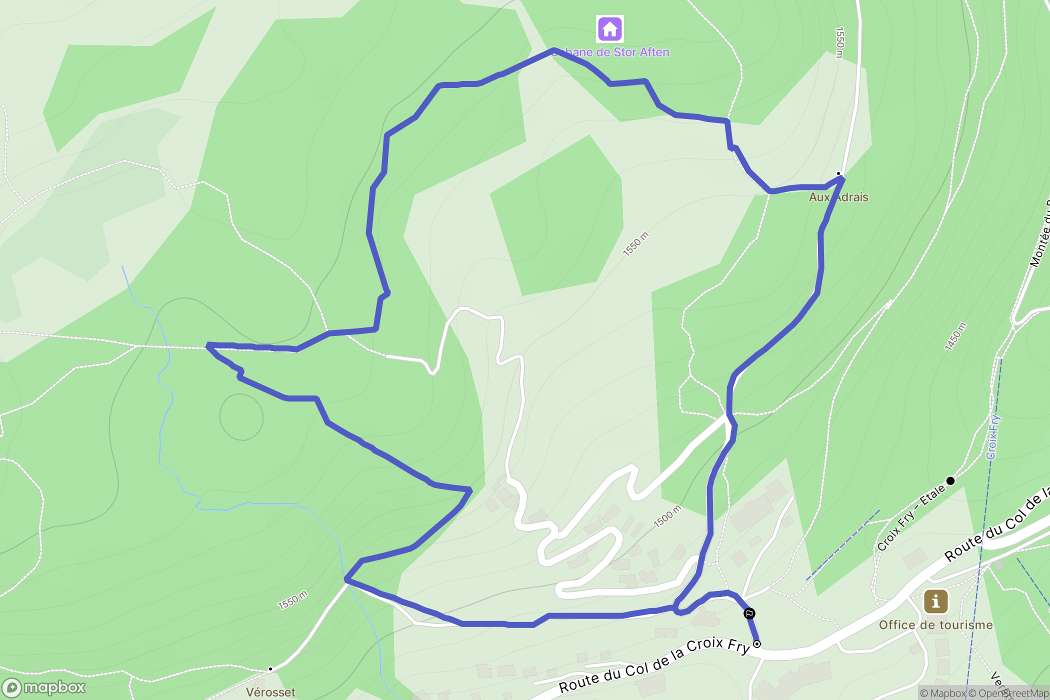 Manigod : carte du parcours de randonnée - France