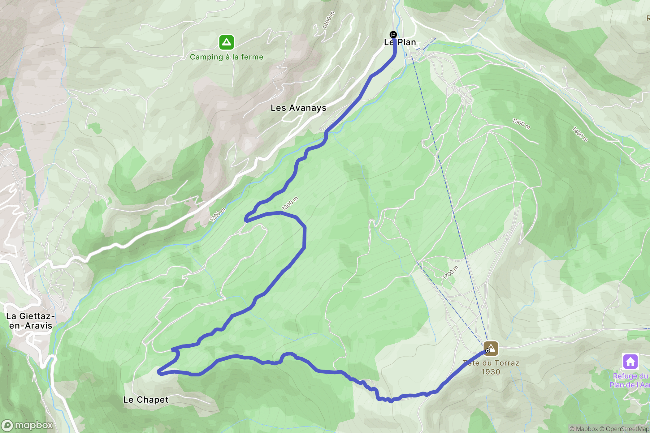 Flumet : carte du parcours de randonnée - France