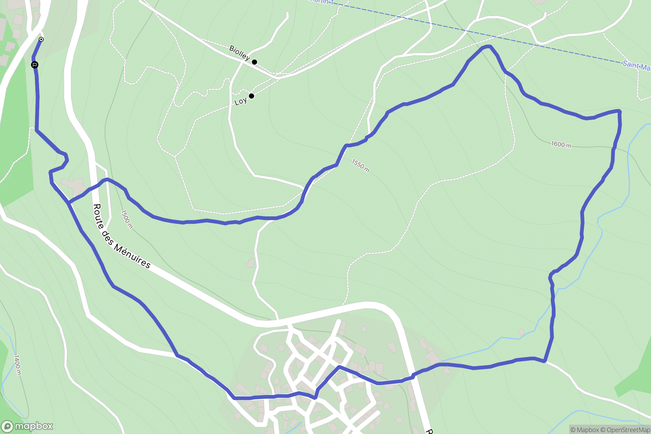 Les Belleville : carte du parcours de randonnée - France