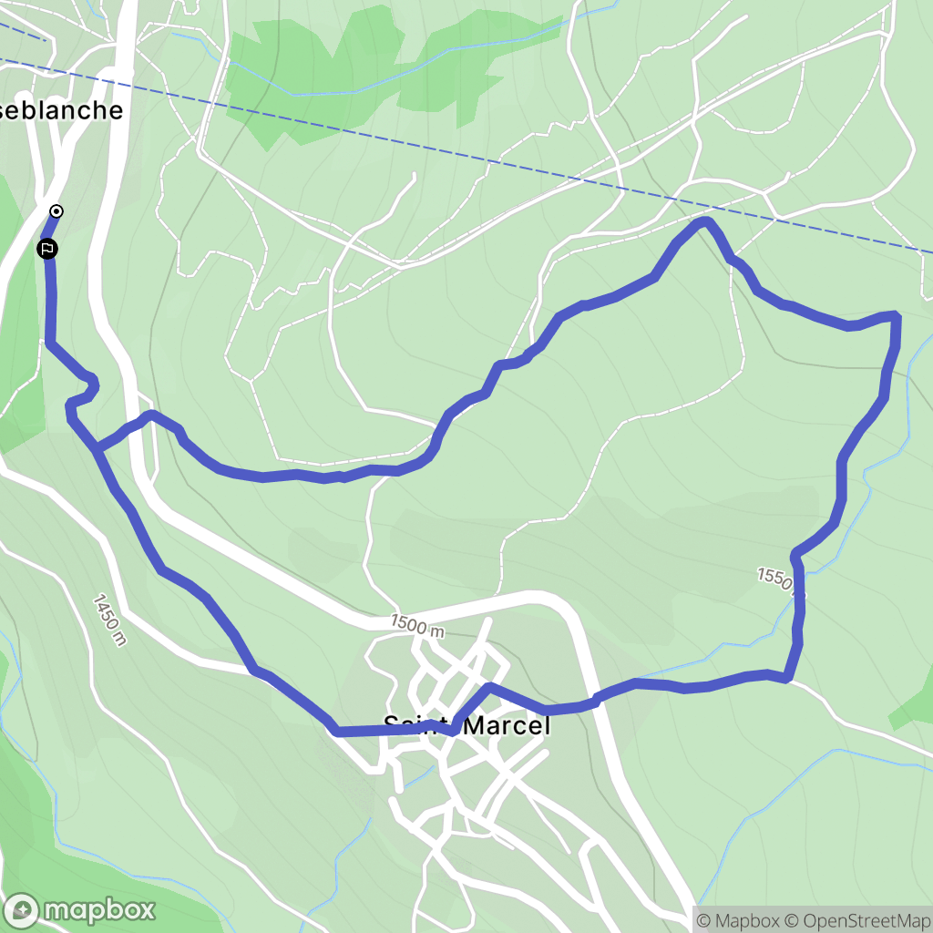 Les Belleville : carte du parcours de randonnée - France