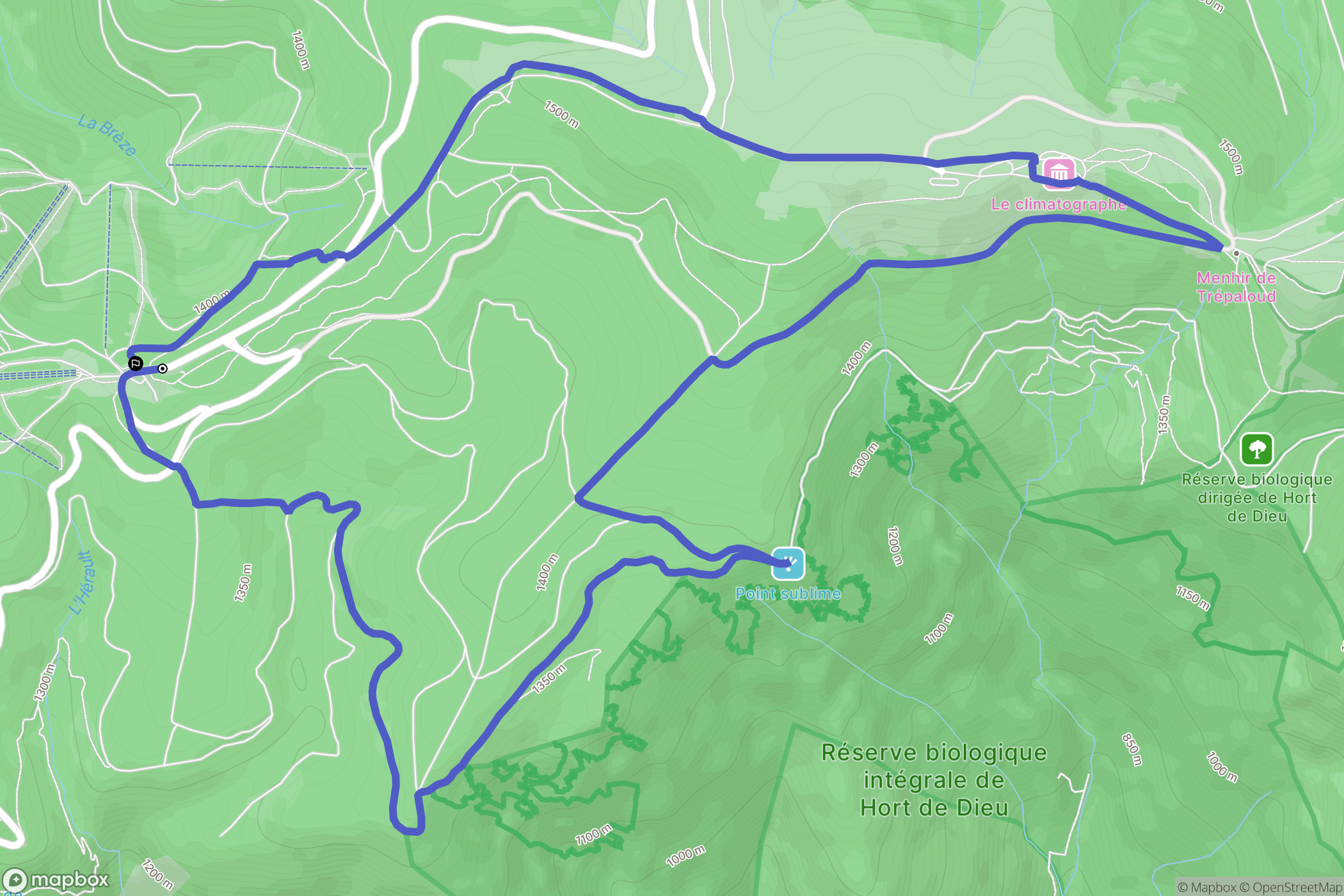 Val-d'Aigoual : carte du parcours de randonnée - France