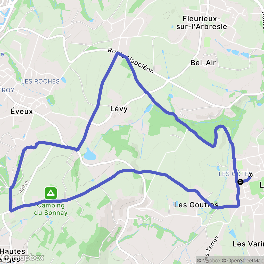 Lentilly : carte du parcours de randonnée - France