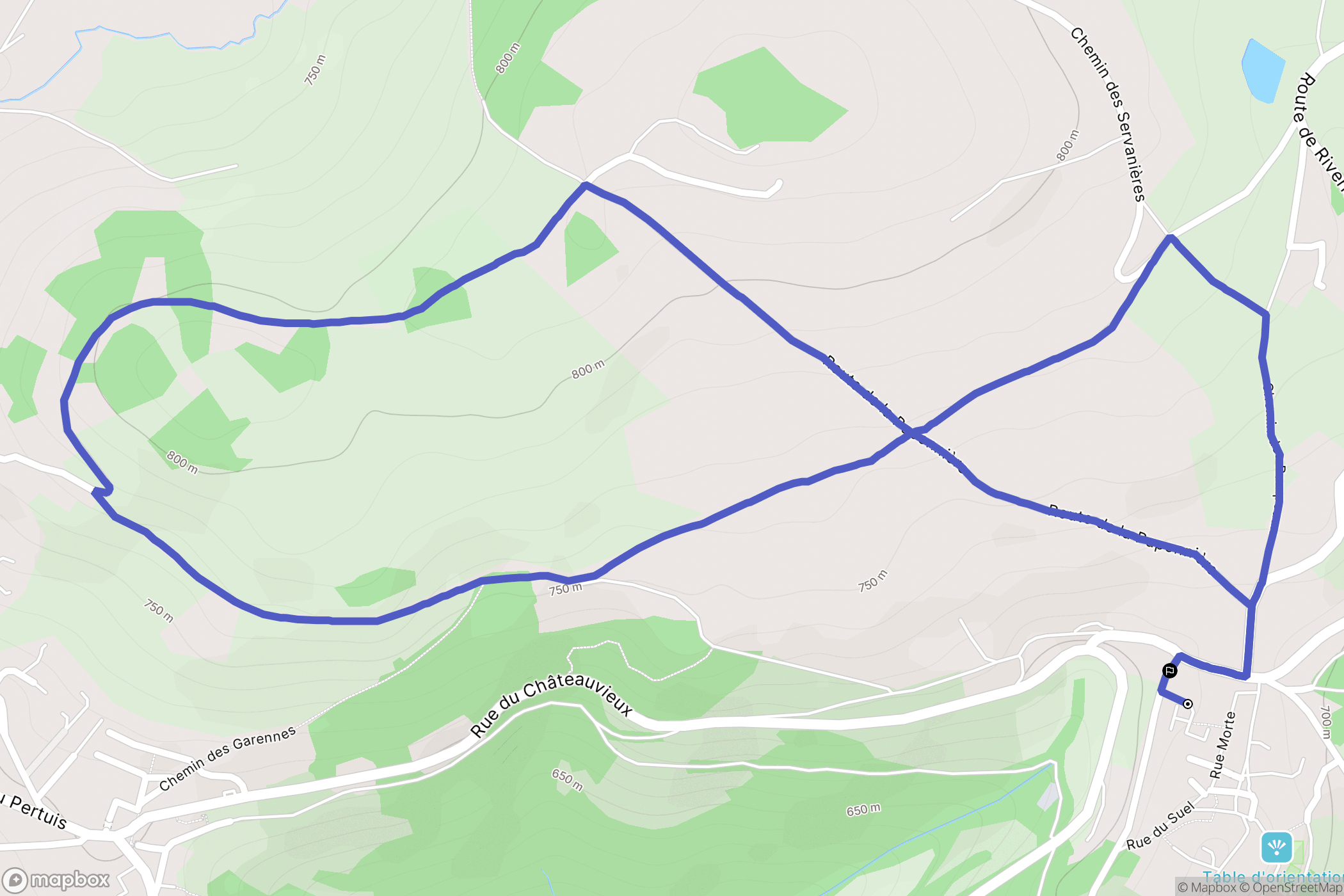 Riverie : carte du parcours de randonnée - France