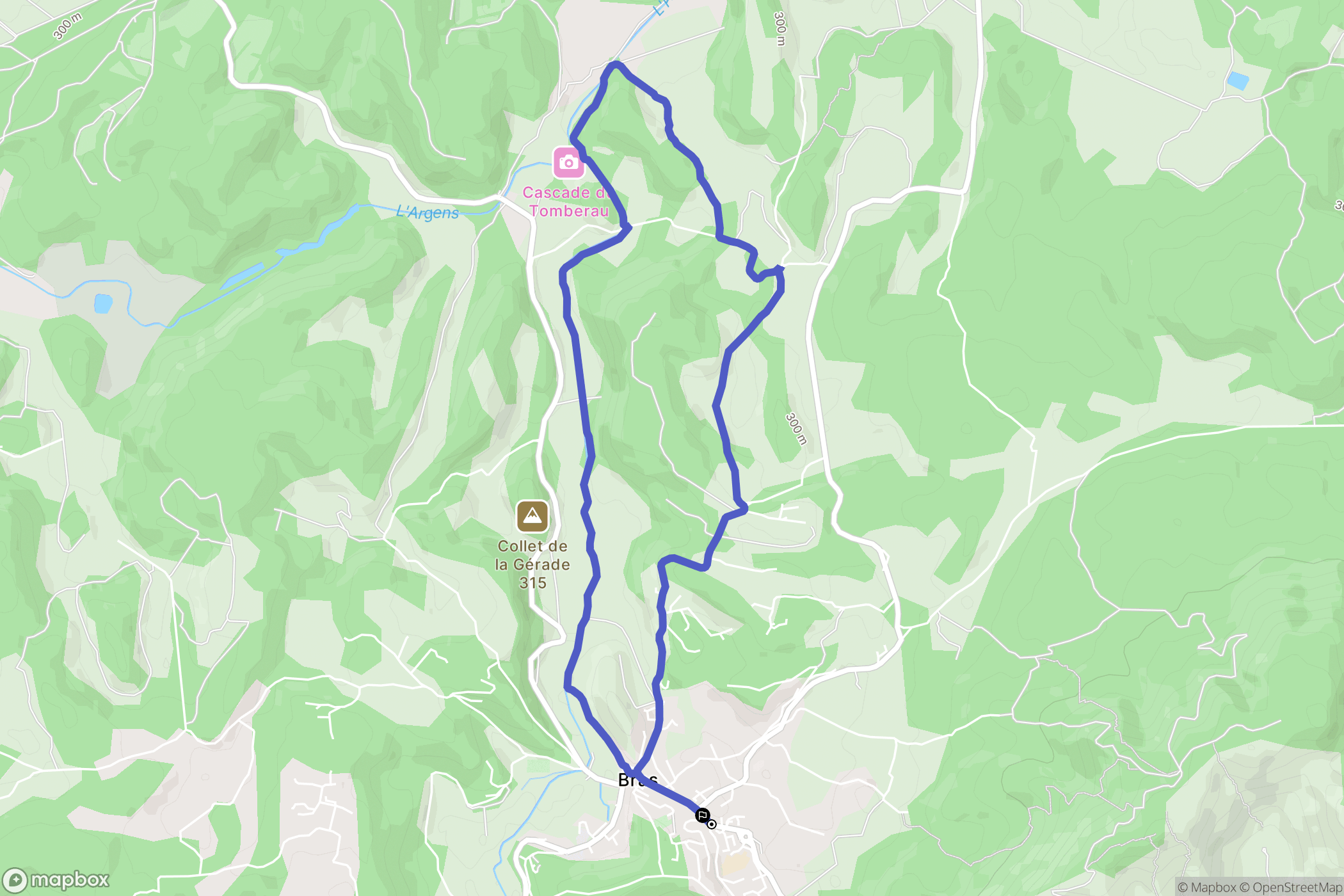 Bras : carte du parcours de randonnée - France