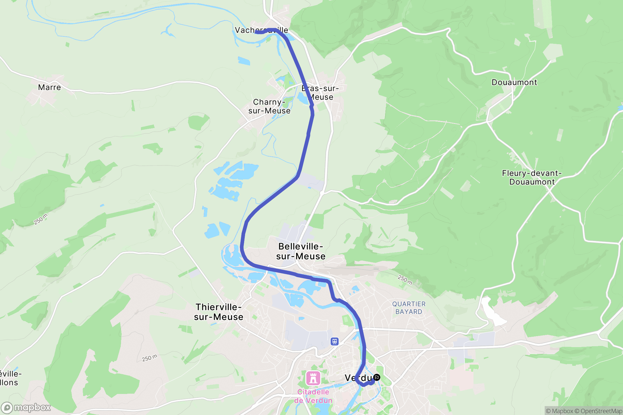 Verdun : carte du parcours de randonnée - France