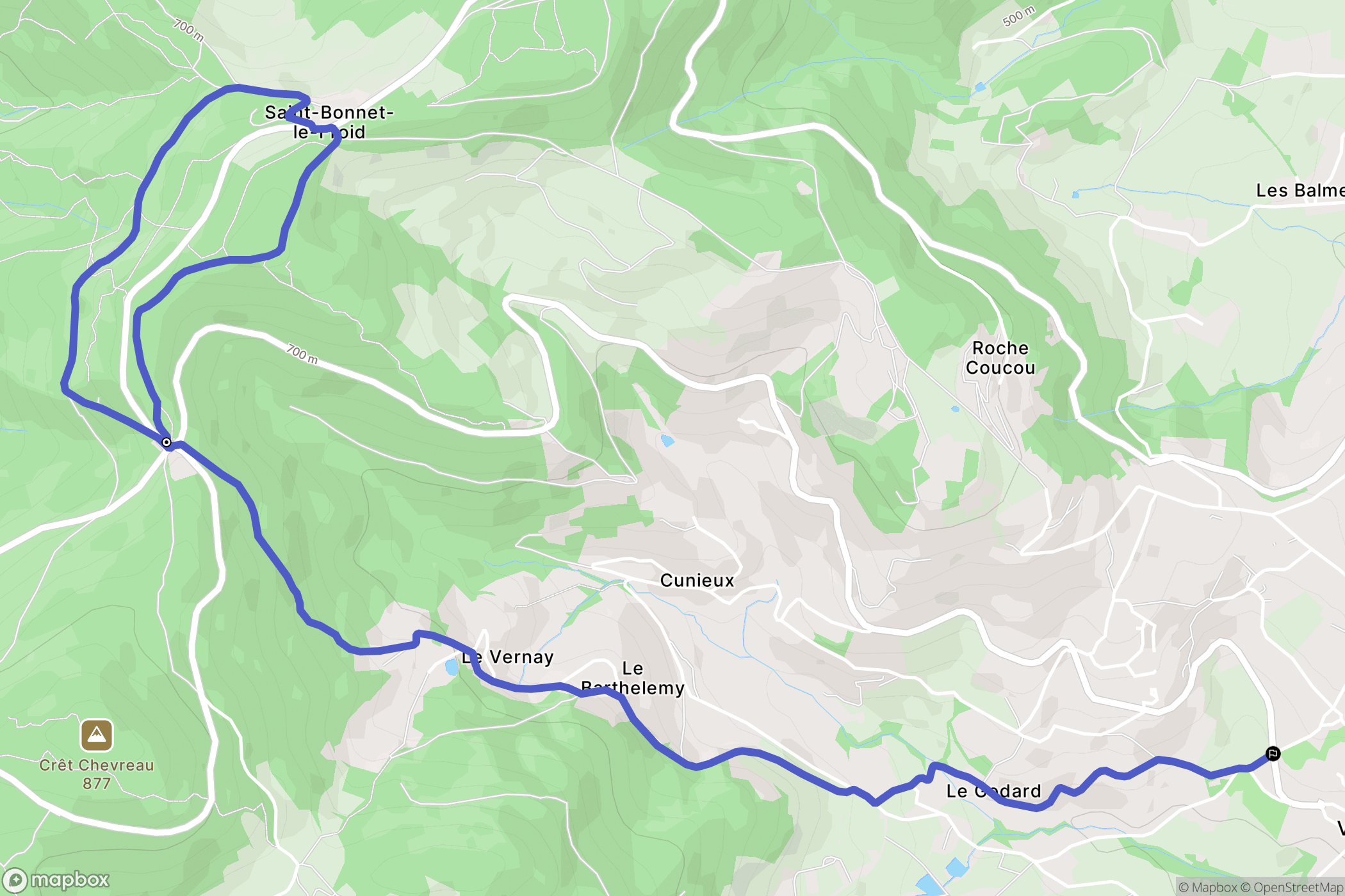 Courzieu : carte du parcours de randonnée - France