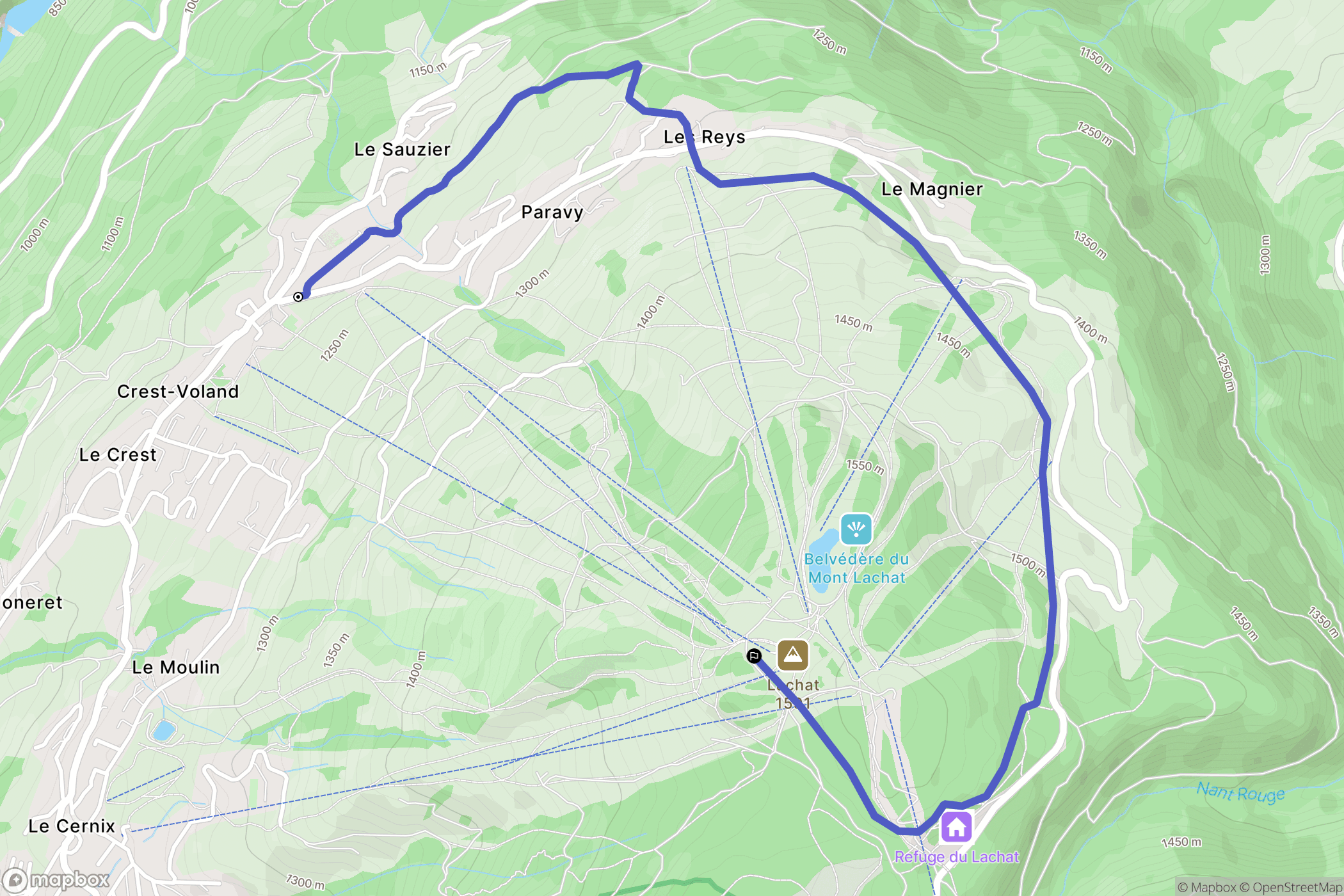 Crest-Voland : carte du parcours de randonnée - France
