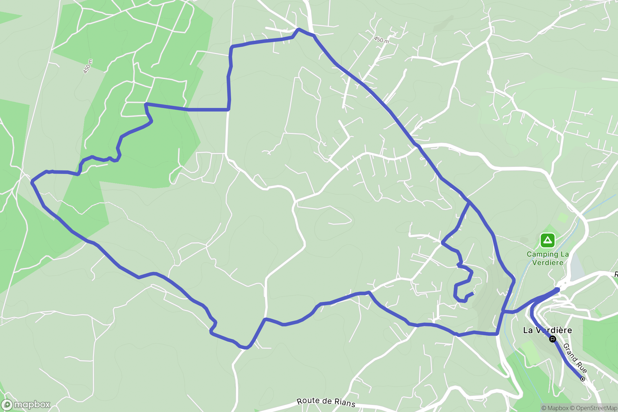 La Verdiere : carte du parcours de randonnée - France