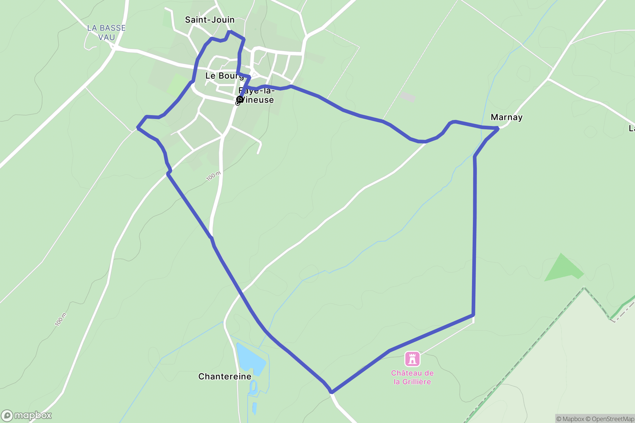 Faye-la-Vineuse : carte du parcours de randonnée - France