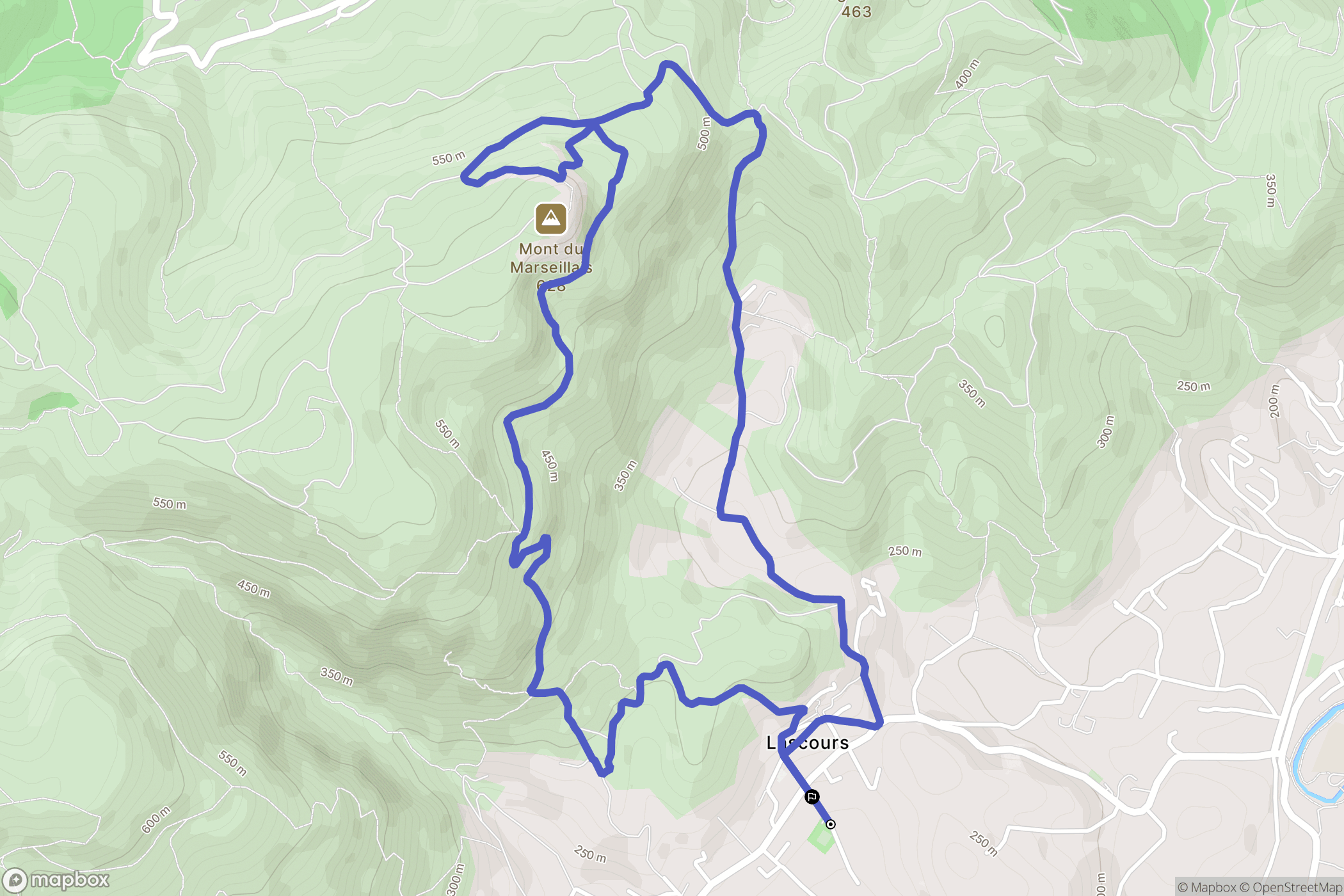 Roquevaire : carte du parcours de randonnée - France