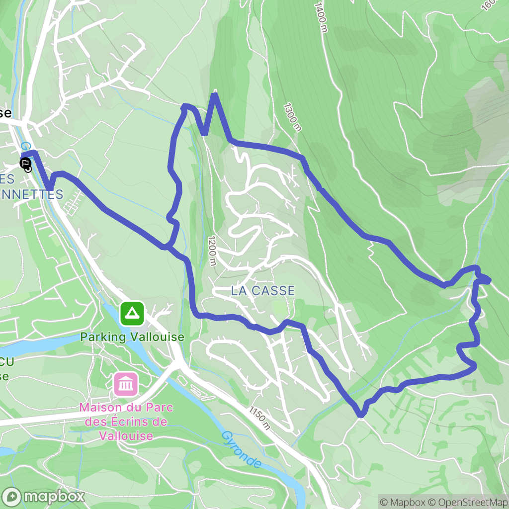 Vallouise-Pelvoux : carte du parcours de randonnée - France