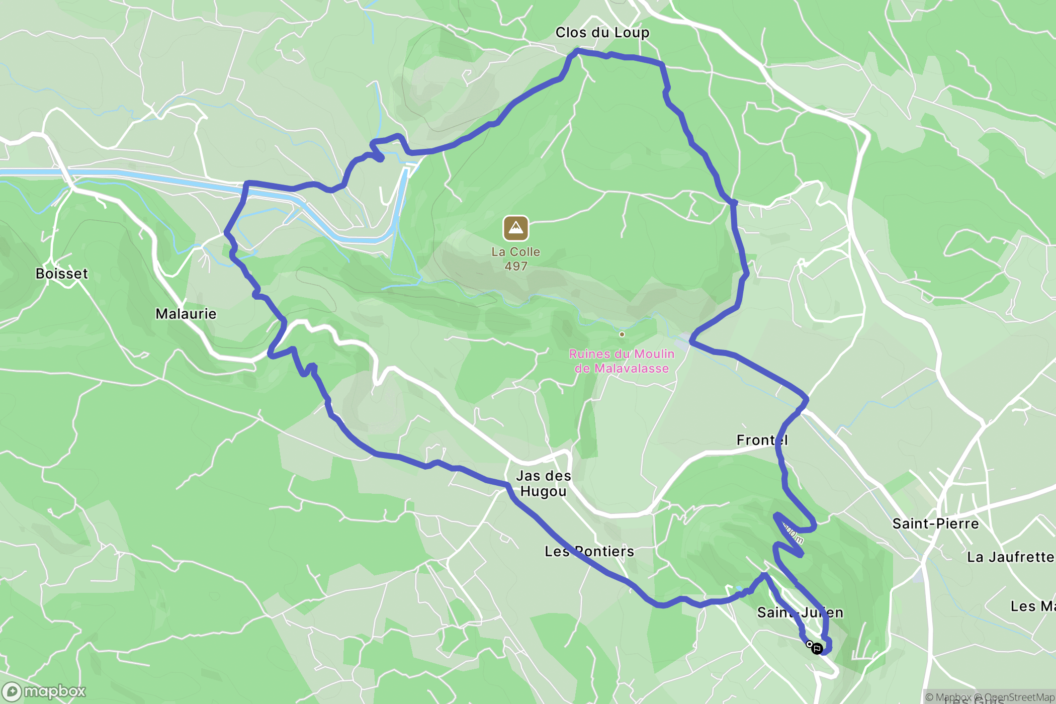 Saint-Julien : carte du parcours de randonnée - France