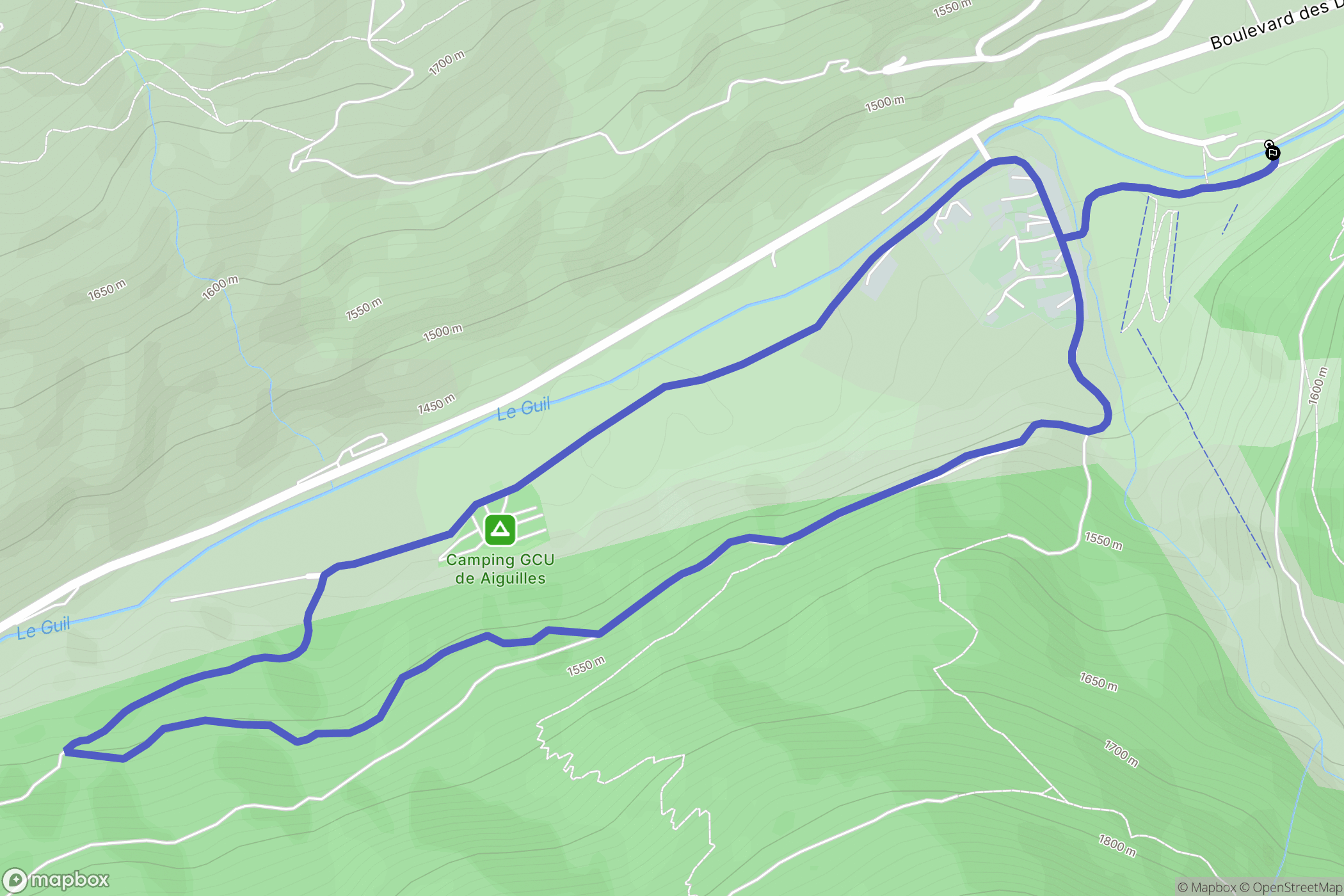 Aiguilles : carte du parcours de randonnée - France