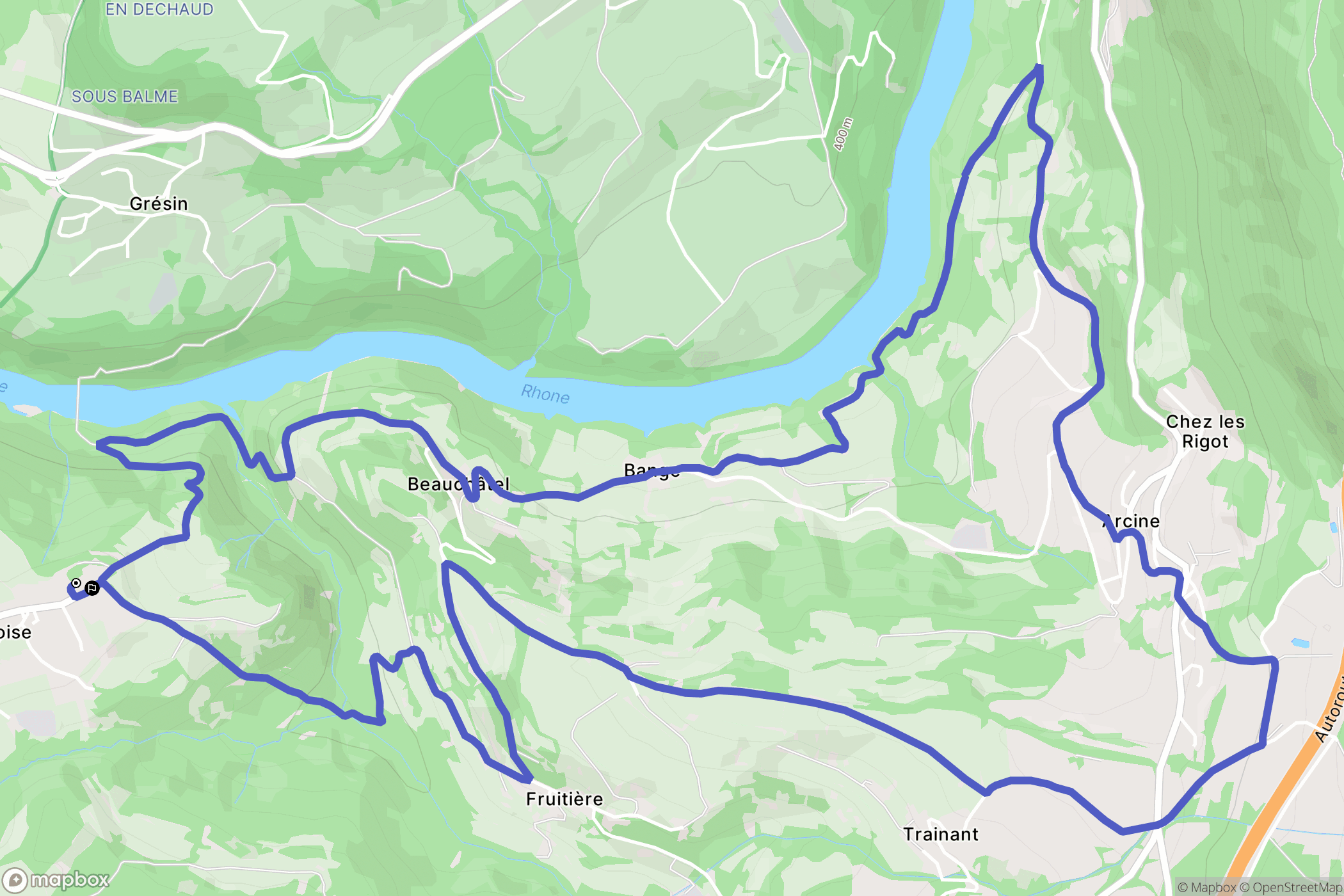 Eloise : carte du parcours de randonnée - France