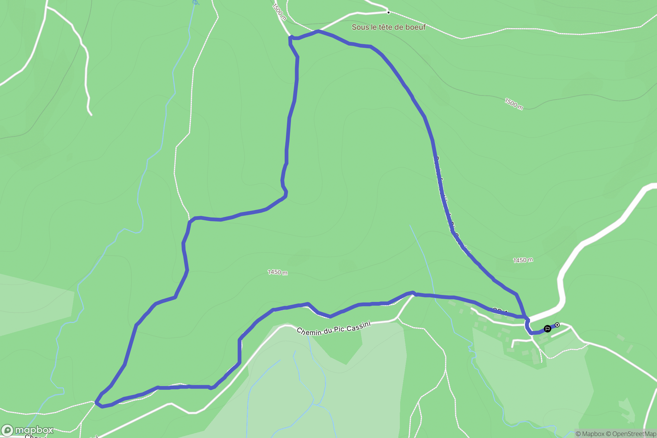 Pont-de-Montvert-Sud-Mont-Lozère : carte du parcours de randonnée - France