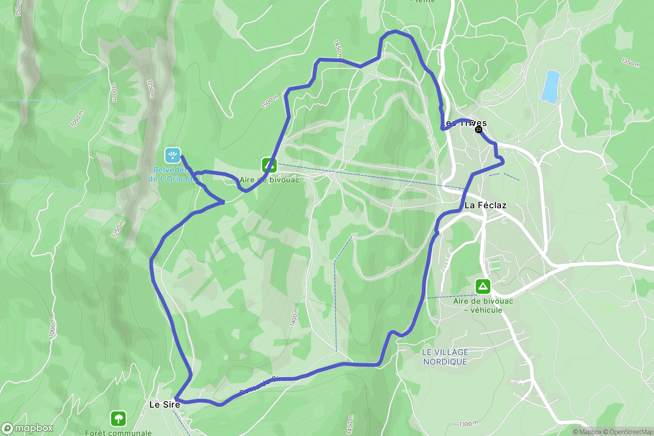 Les Déserts (La Féclaz) : carte du parcours de randonnée - France
