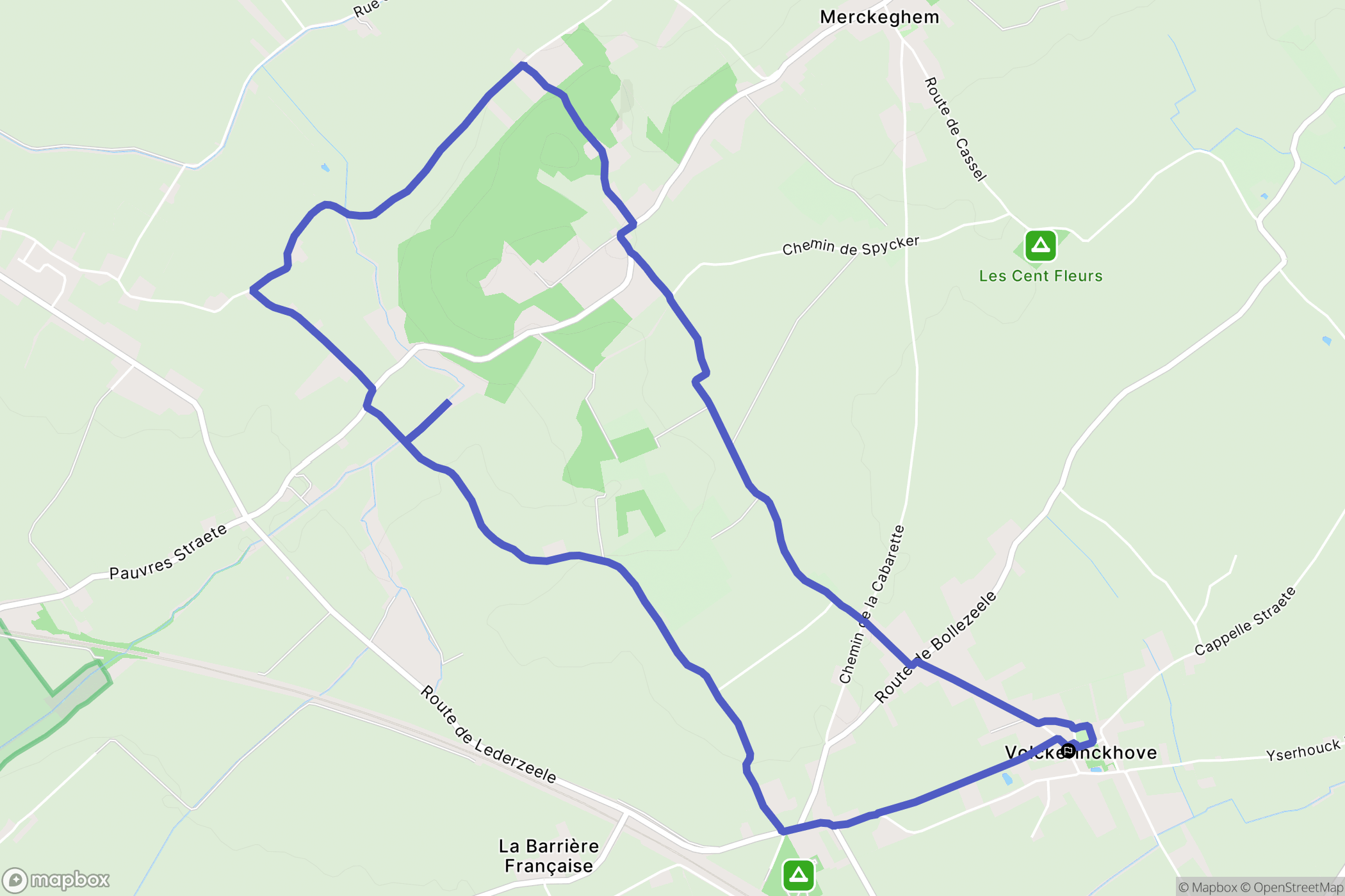 Volckerinckhove : carte du parcours de randonnée - France