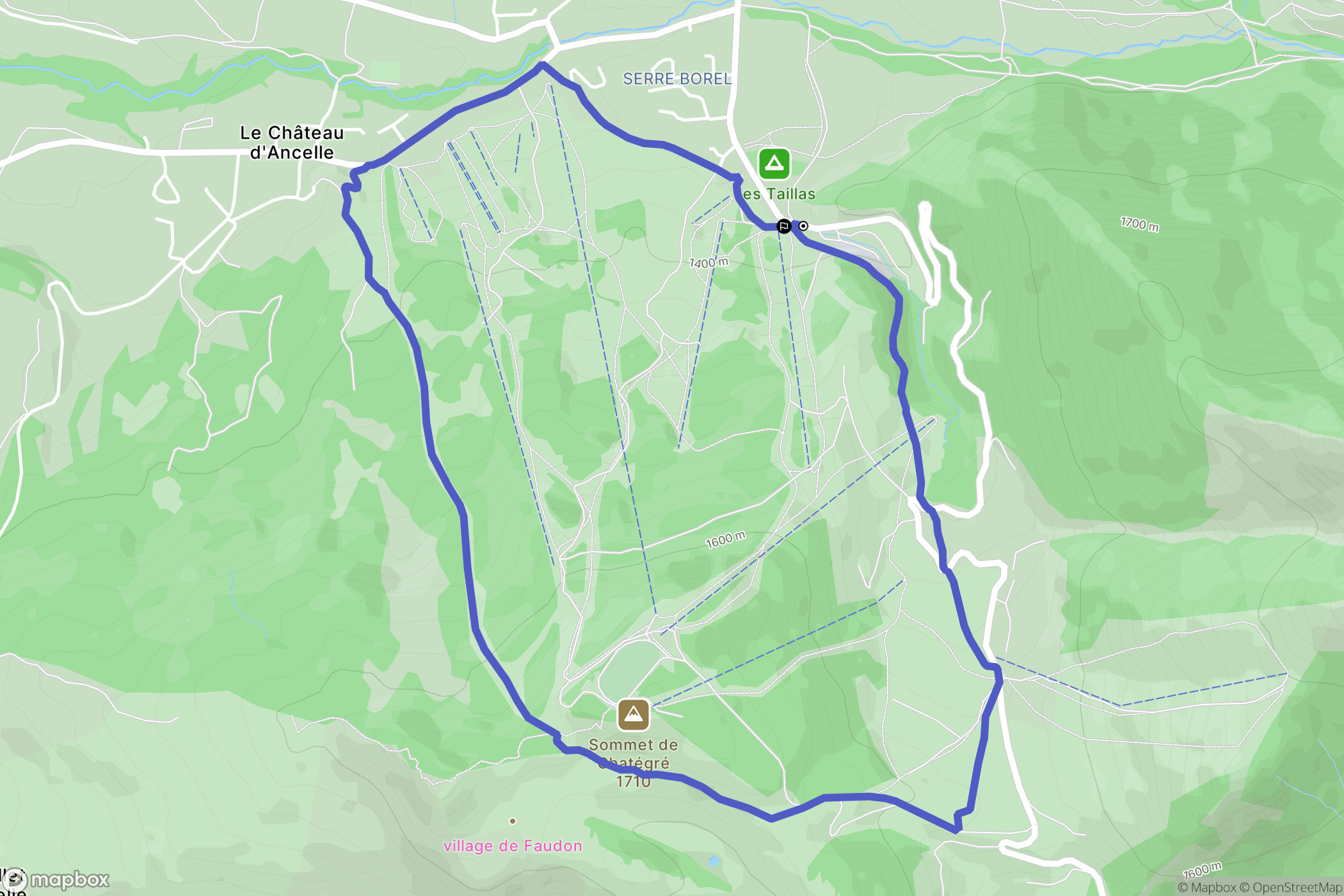 Ancelle : carte du parcours de randonnée - France