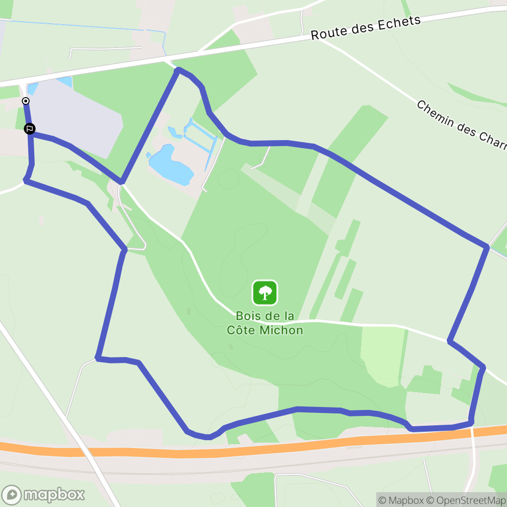 Miribel, Les Echets : carte du parcours de randonnée - France