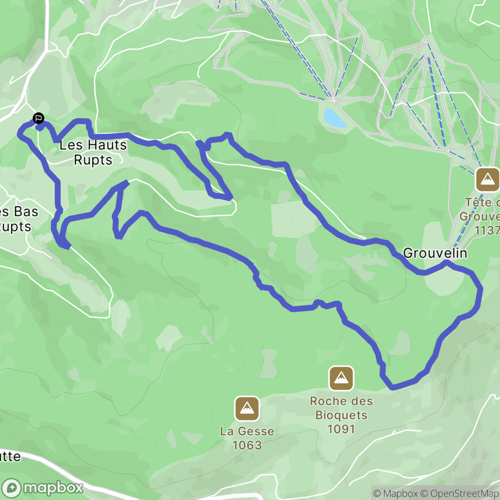Les bas rupts : carte du parcours de randonnée - France