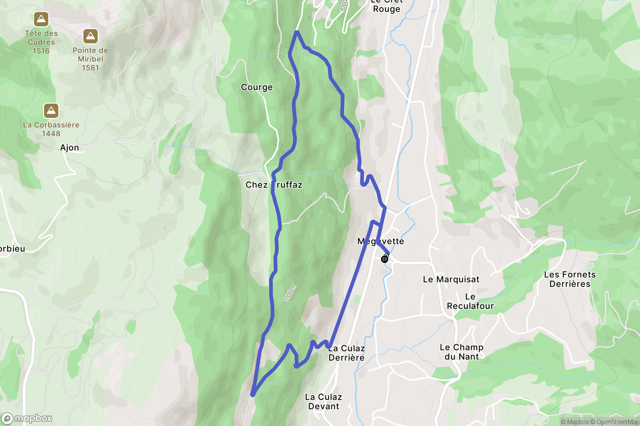 Mégevette : carte du parcours de randonnée - France