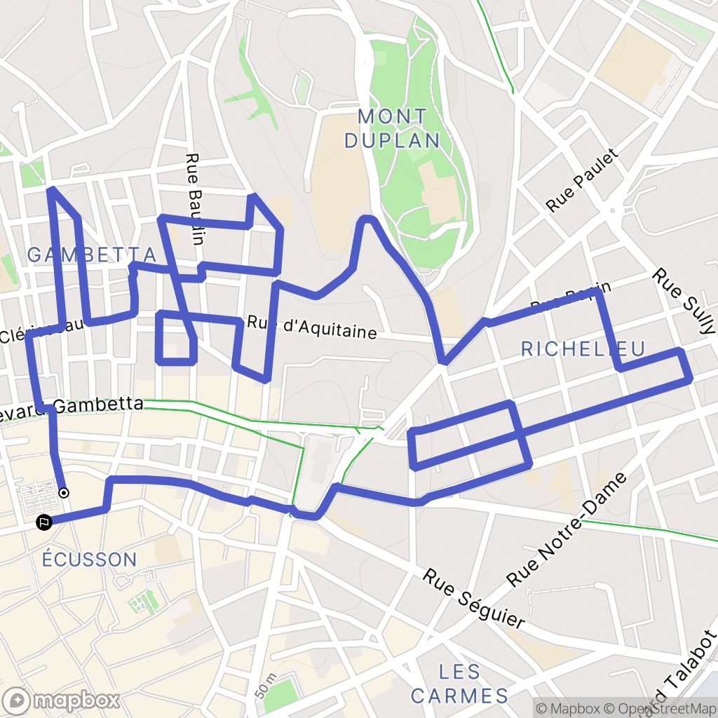 Nîmes : carte du parcours de randonnée - France