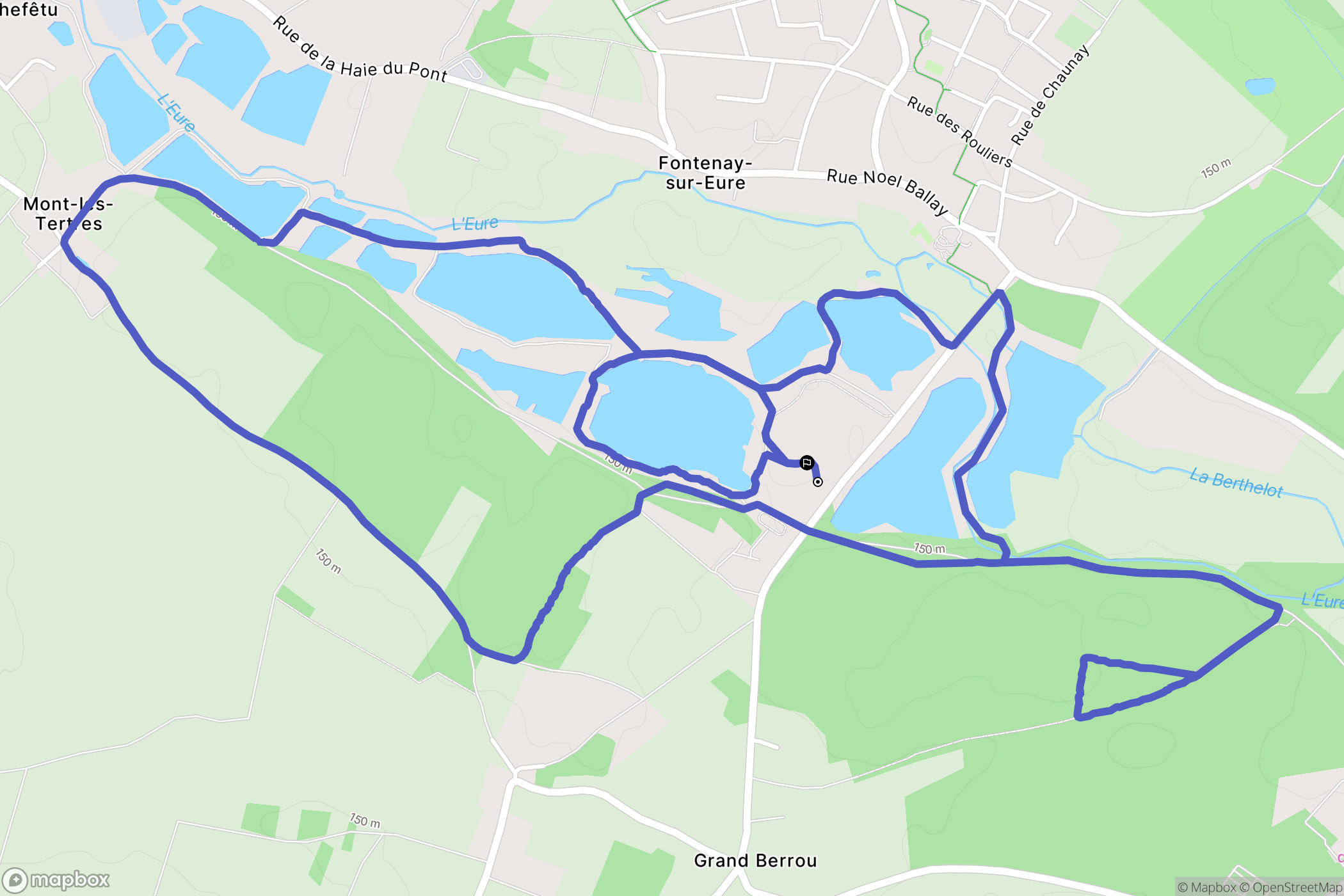Fontenay-sur-Eure, Chartres : carte du parcours de randonnée - France