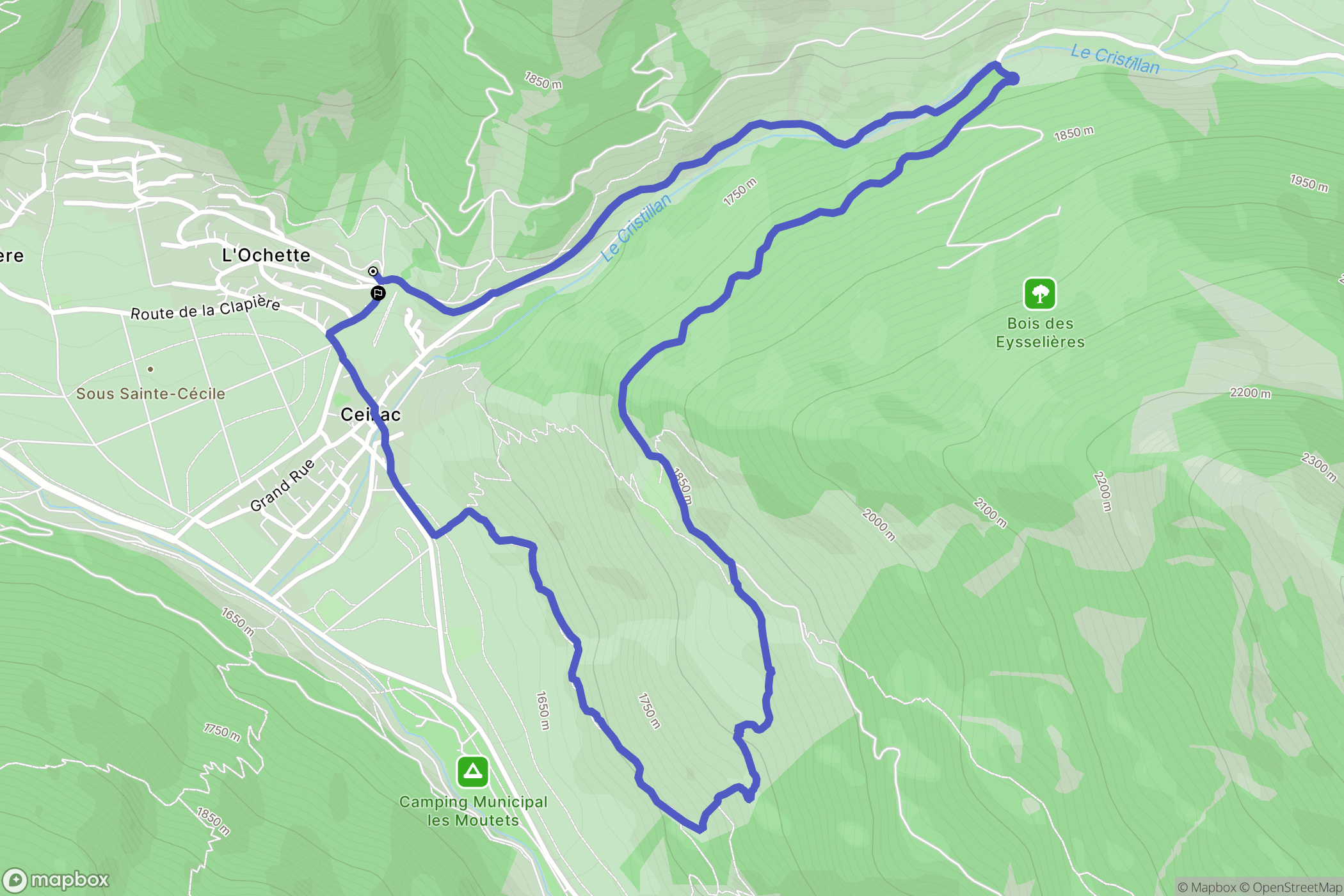 Ceillac : carte du parcours de randonnée - France