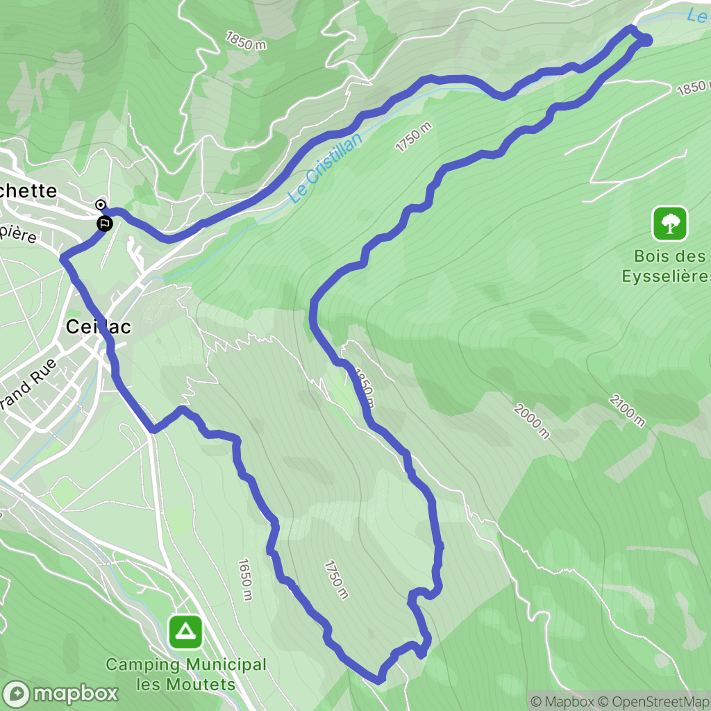 Ceillac : carte du parcours de randonnée - France