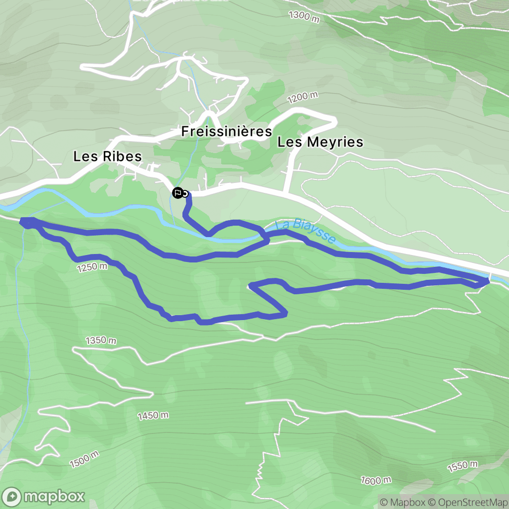 Freissinières : carte du parcours de randonnée - France