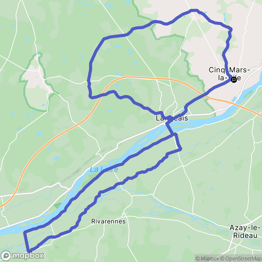 Cinq-Mars-la-Pile : carte du parcours de randonnée - France