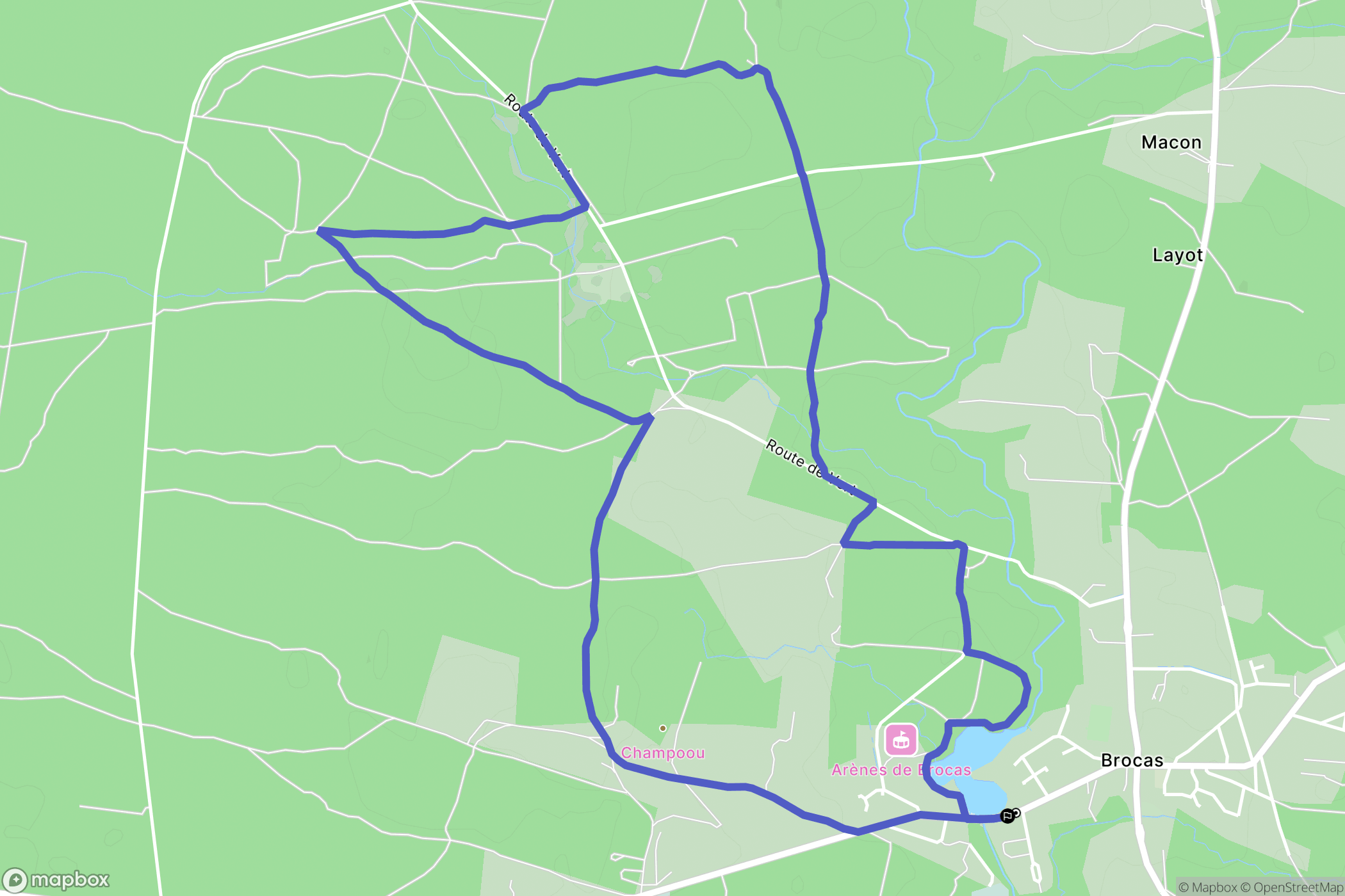 Brocas : carte du parcours de randonnée - France