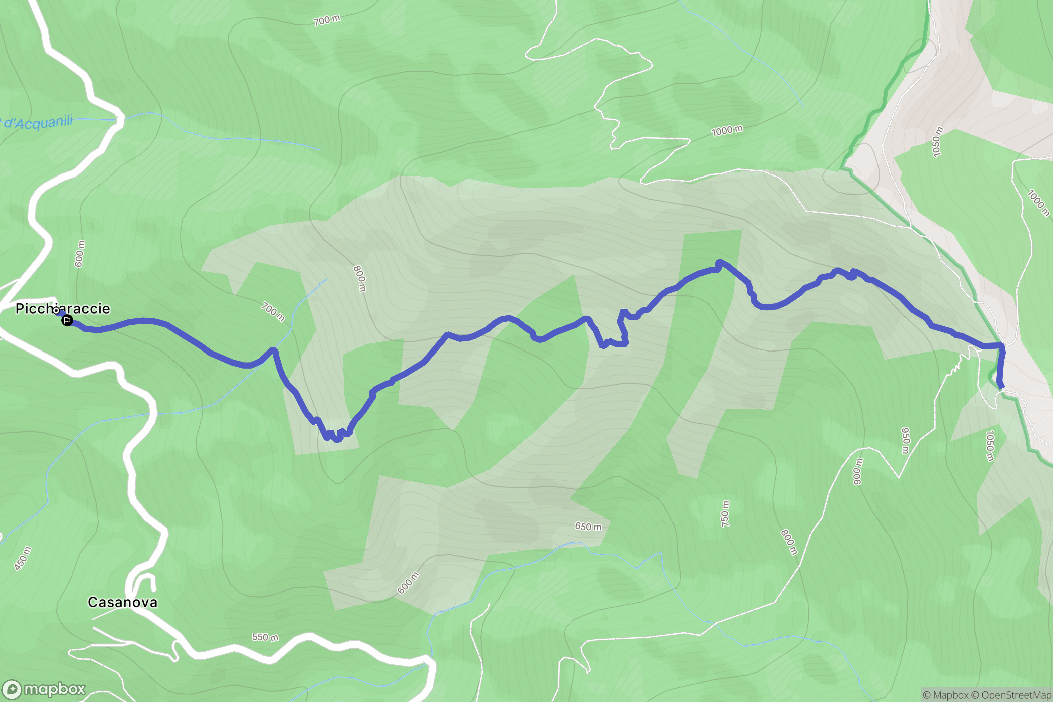 Monacia-d'Orezza : carte du parcours de randonnée - France