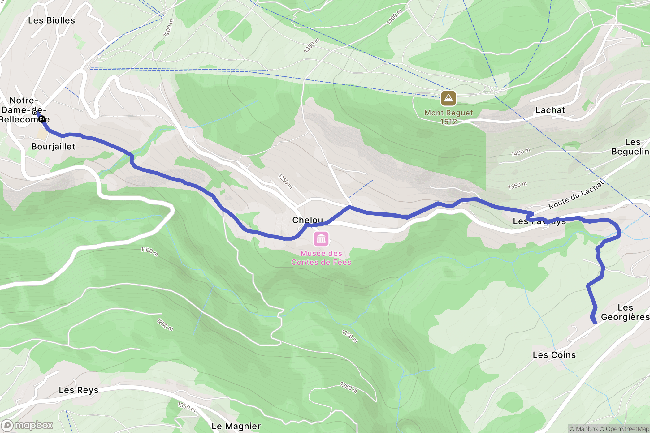 Notre-Dame-de-Bellecombe : carte du parcours de randonnée - France