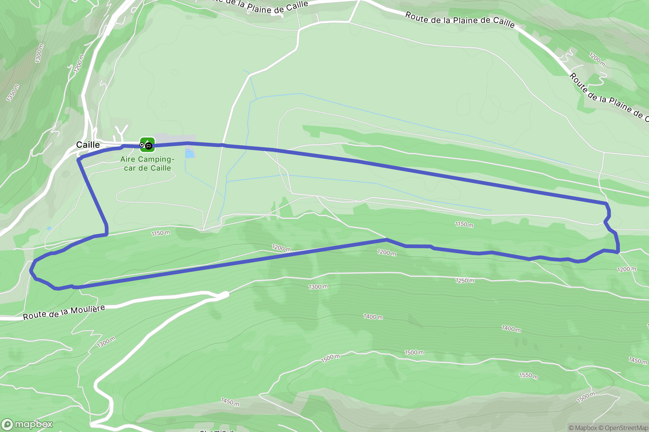 Caille : carte du parcours de randonnée - France