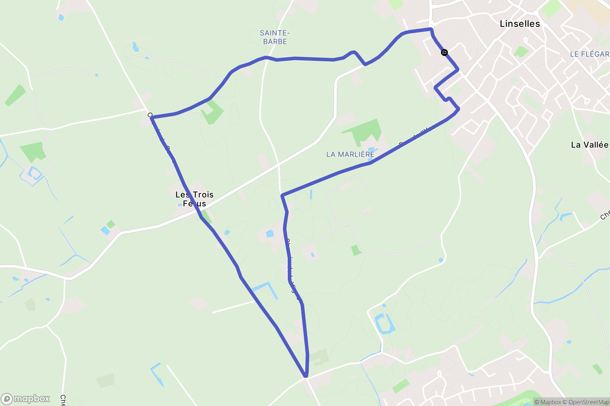 Linselles : carte du parcours de randonnée - France