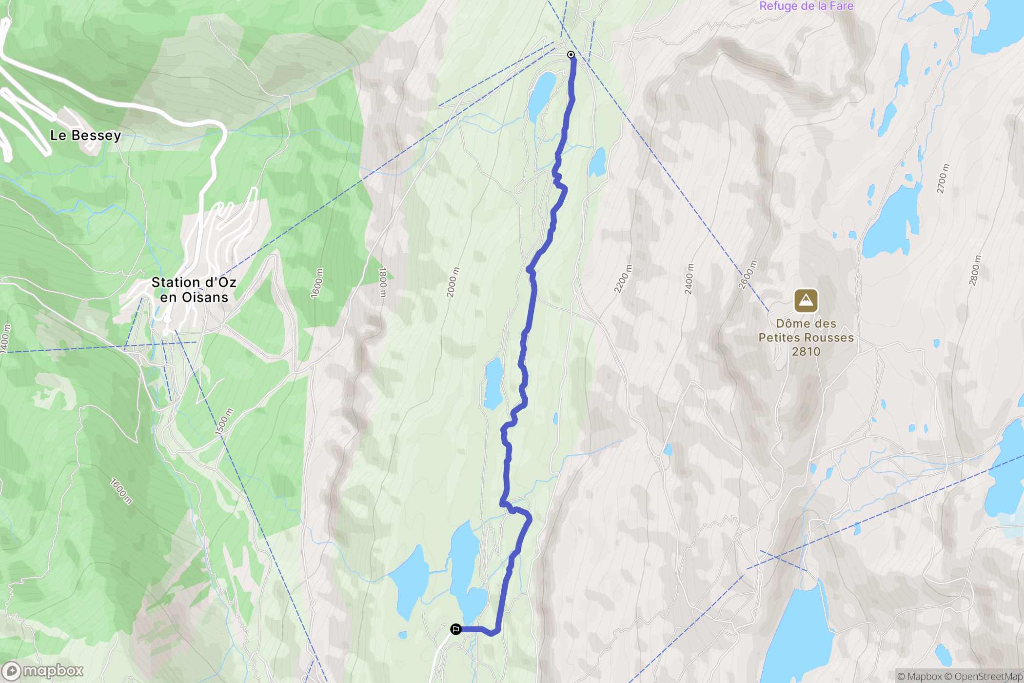 Oz : carte du parcours de randonnée - France