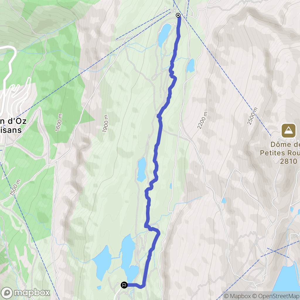 Oz : carte du parcours de randonnée - France