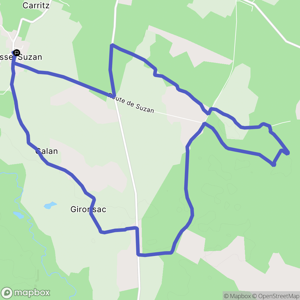 Ousse-Suzan : carte du parcours de randonnée - France
