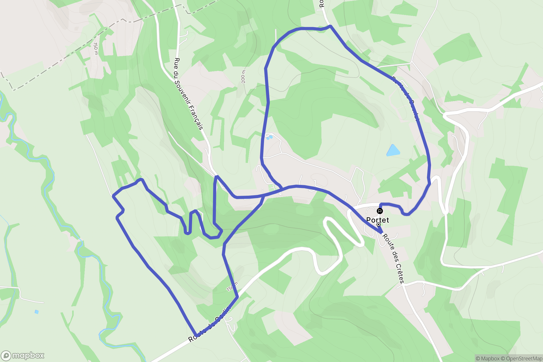Portet : carte du parcours de randonnée - France