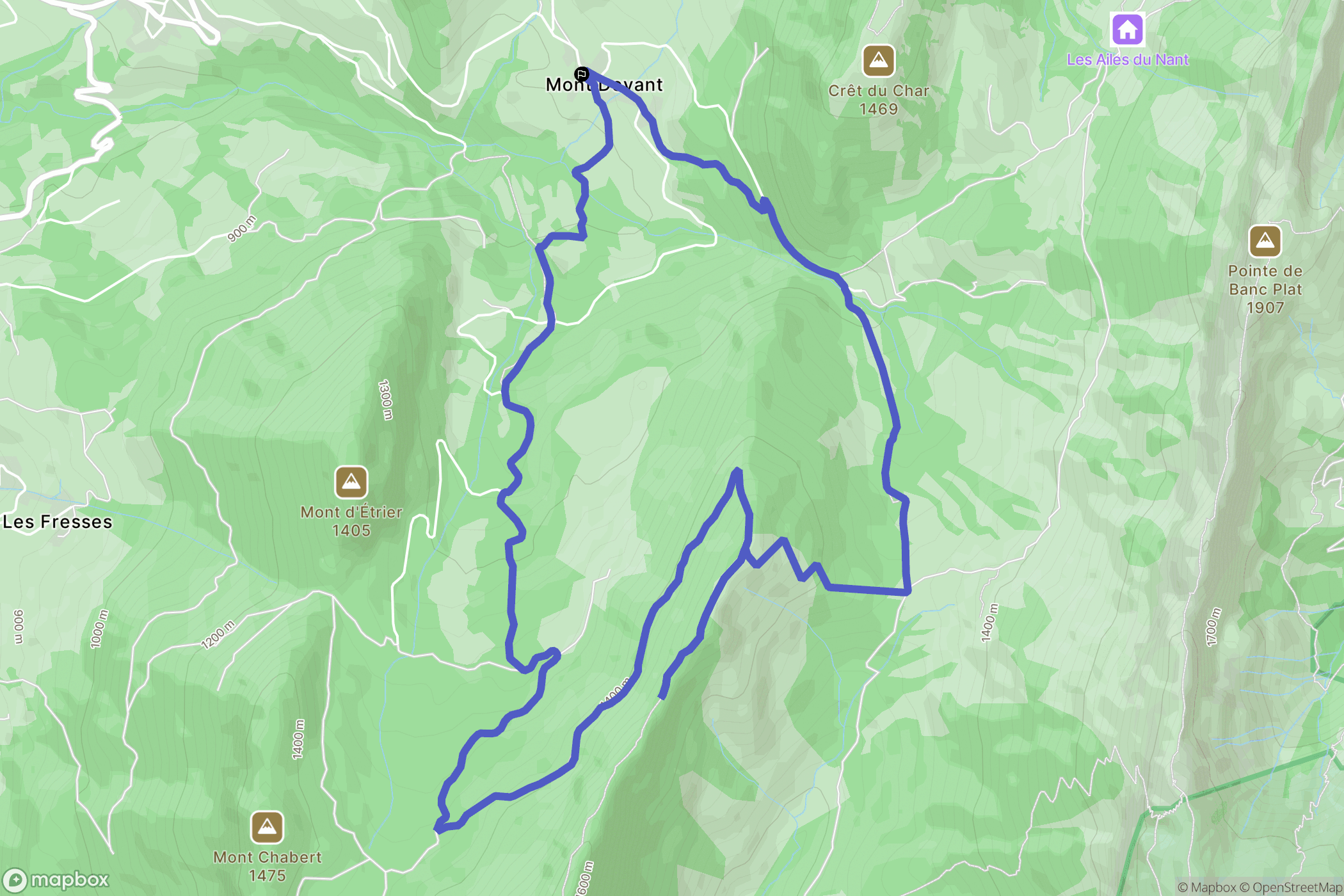 Bellecombe-en-Bauges : carte du parcours de randonnée - France
