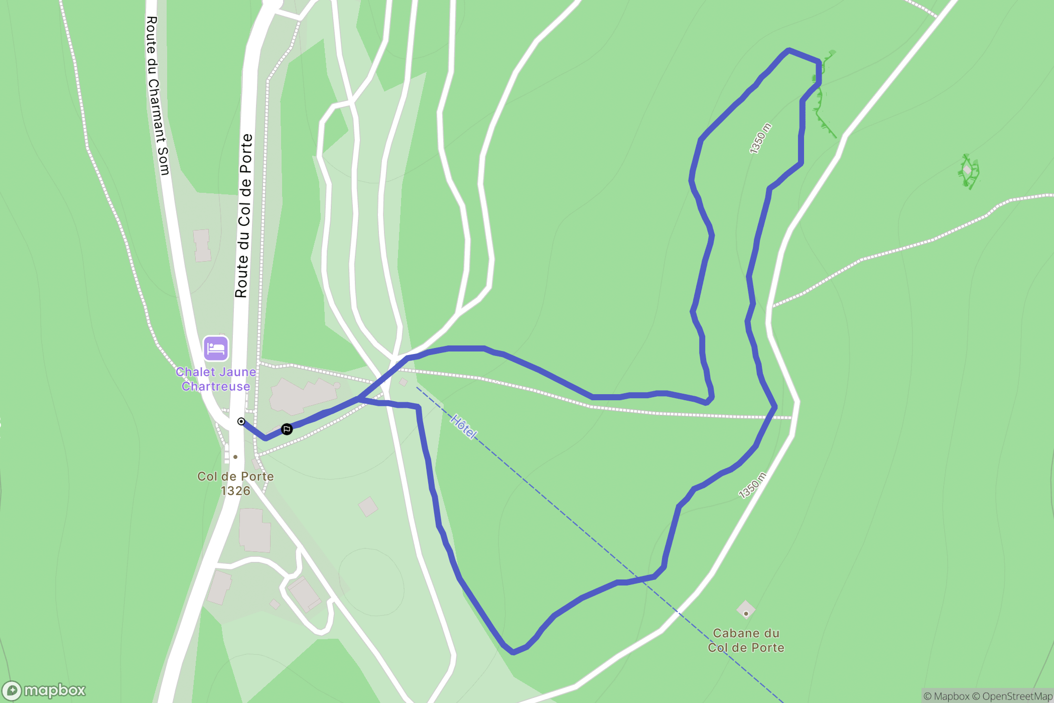 Col de Porte,Sarcenas : carte du parcours de randonnée - France
