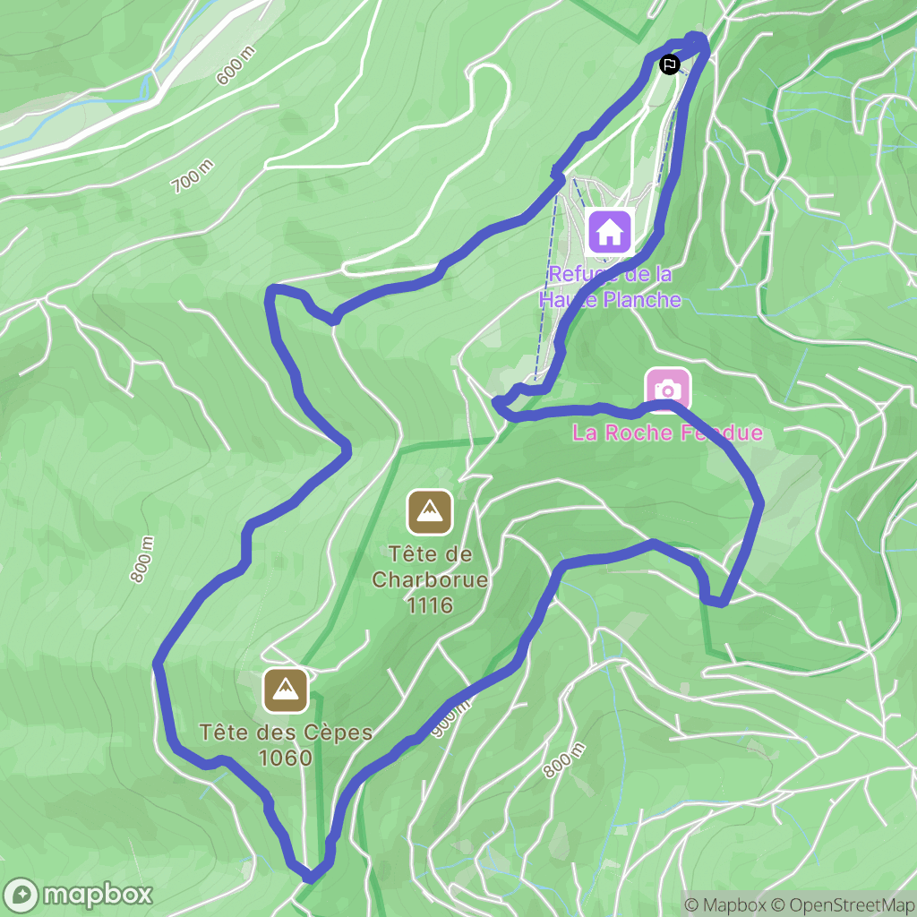 Plancher-les-Mines : carte du parcours de randonnée - France