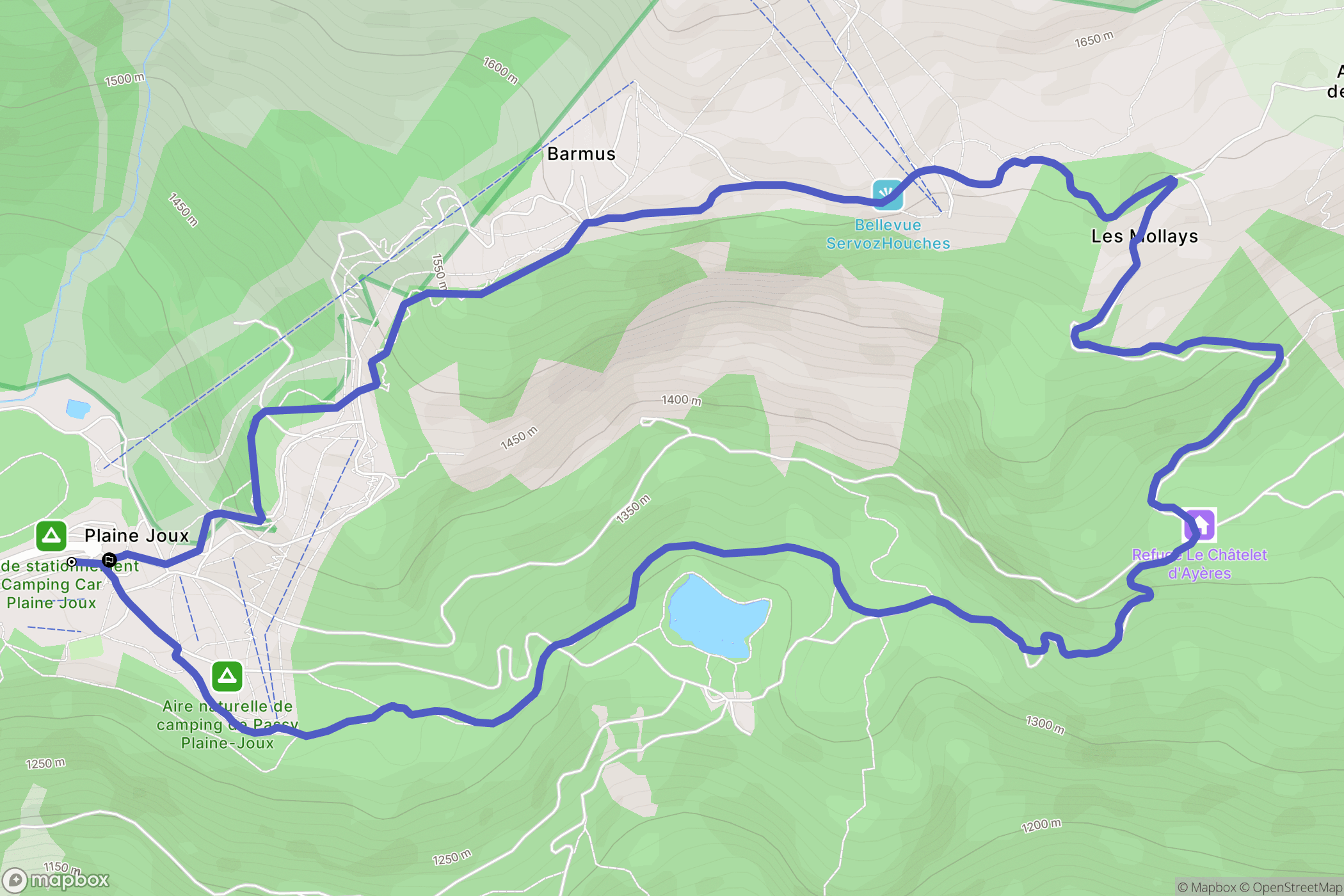 Plateau-d'Assy - Plaine-Joux : carte du parcours de randonnée - France