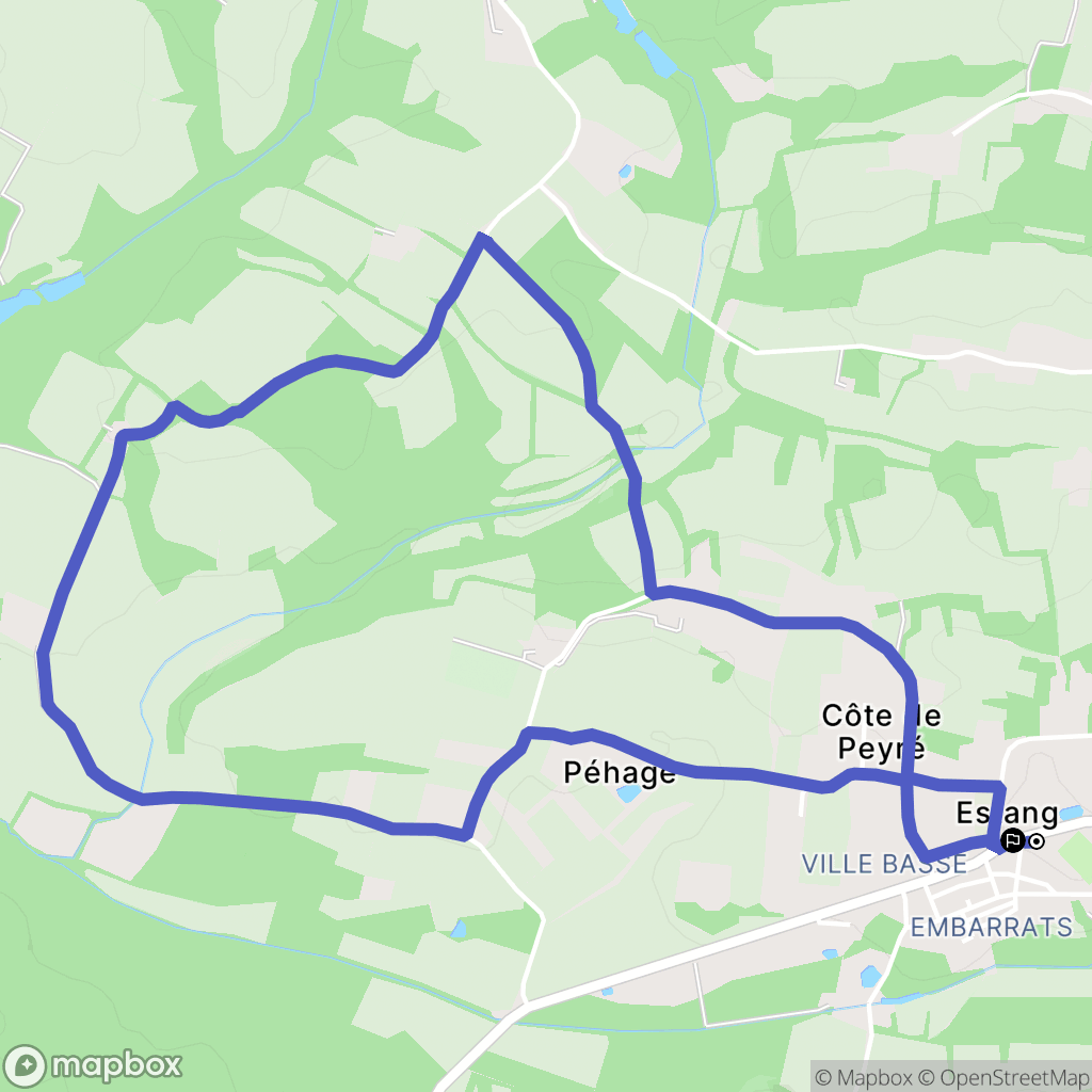 Estang : carte du parcours de randonnée - France