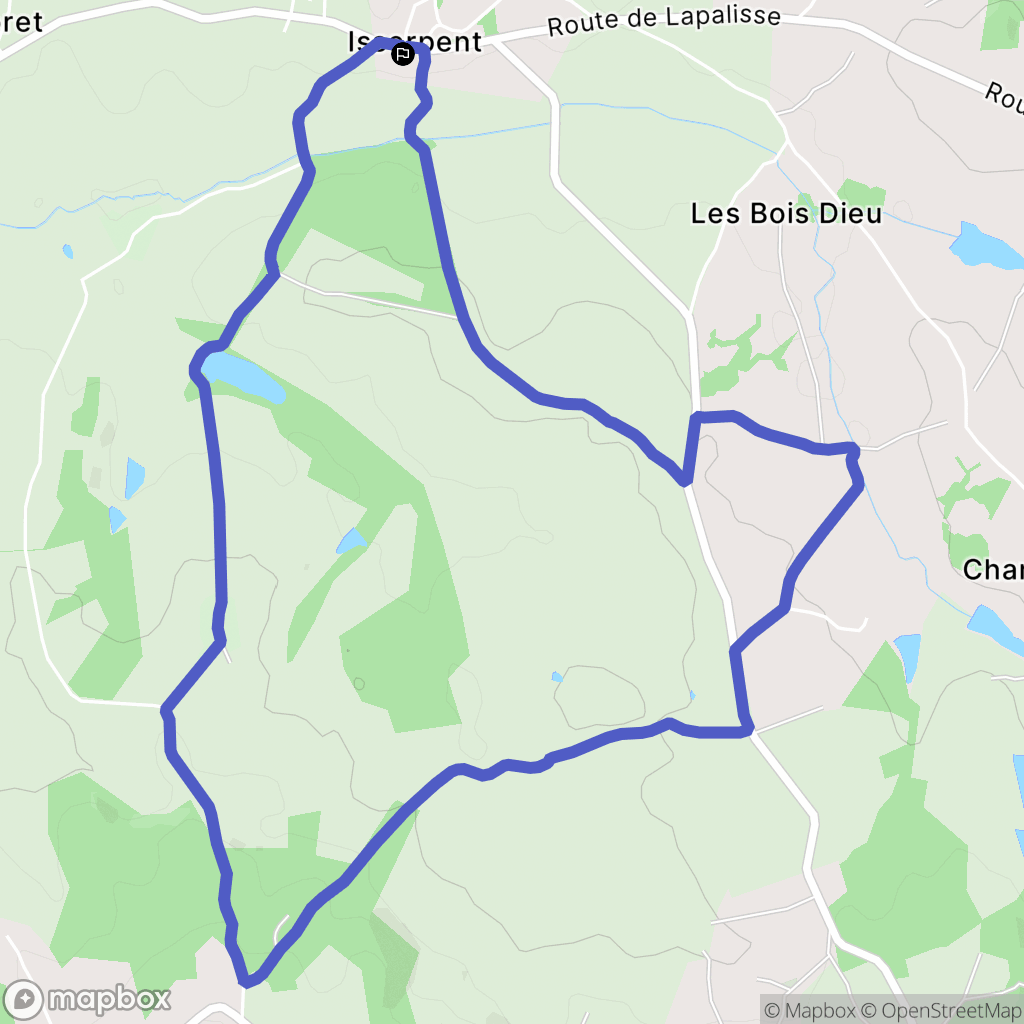 Isserpent : carte du parcours de randonnée - France