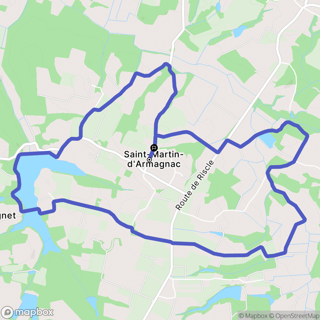 Saint-Martin-d'Armagnac : carte du parcours de randonnée - France