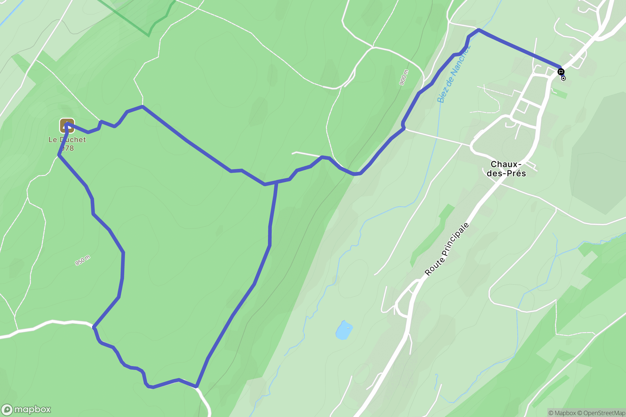 Chaux des prés : carte du parcours de randonnée - France