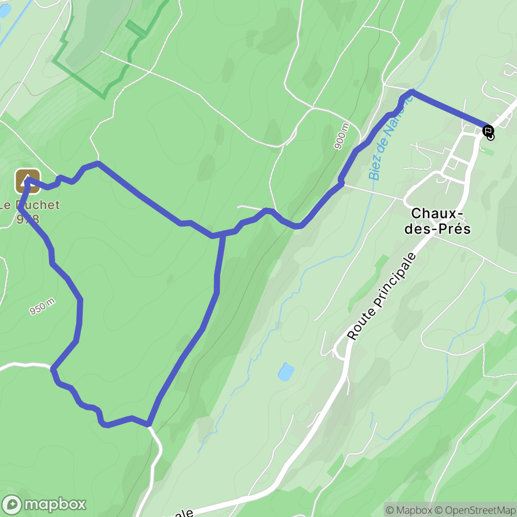 Chaux des prés : carte du parcours de randonnée - France
