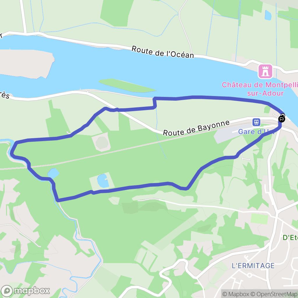 Urt : carte du parcours de randonnée - France